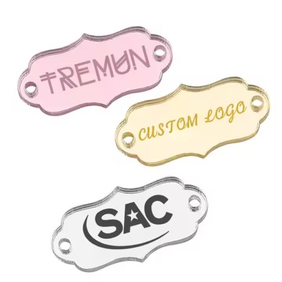 Custom square acrylic tags with personalized design