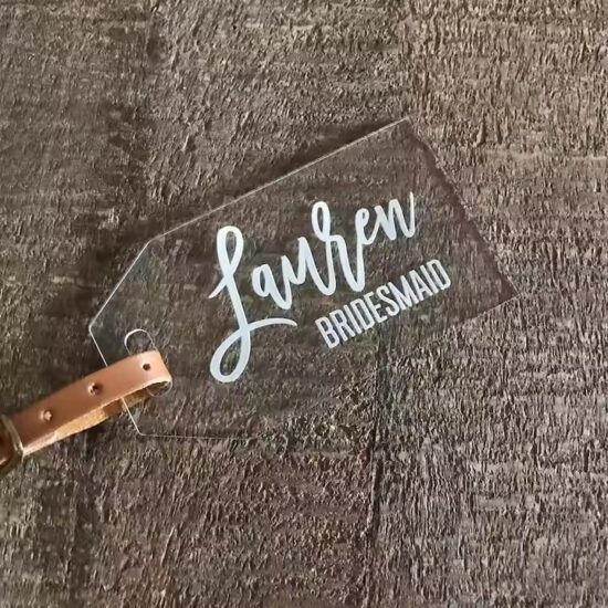 Custom acrylic luggage tags with personalized names and shapes