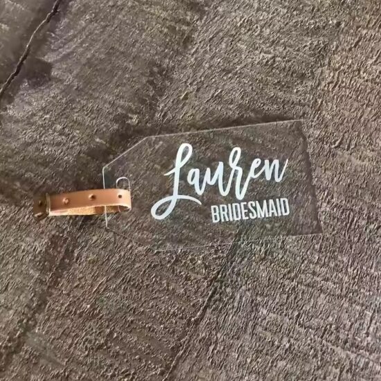 Custom acrylic luggage tags with personalized names and shapes