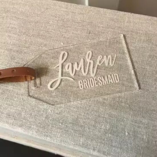 Custom acrylic luggage tags with personalized names and shapes