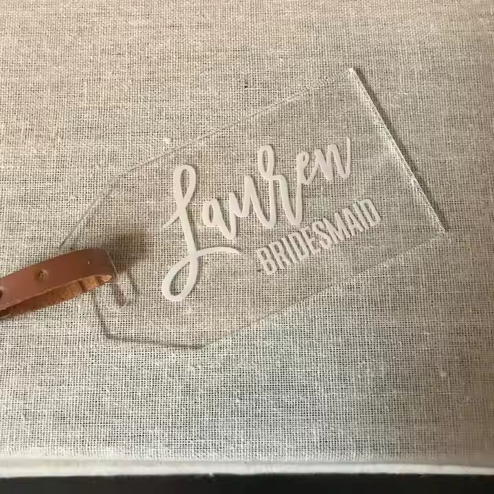 Custom acrylic luggage tags with personalized names and shapes