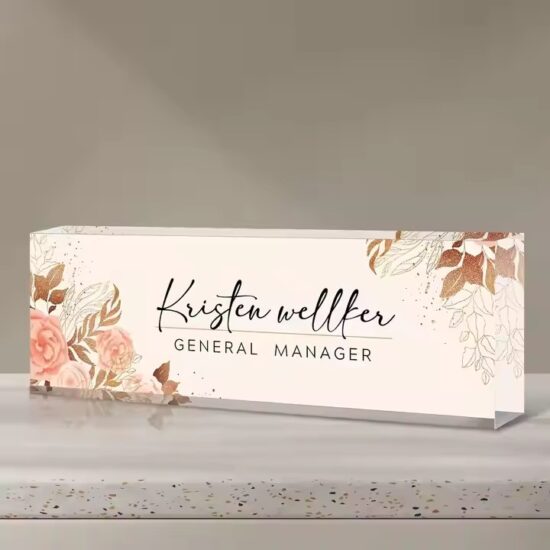 Clear Custom Acrylic Office Desk Name Plate