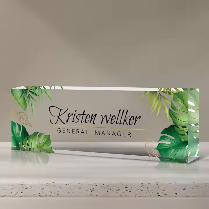 Clear Custom Acrylic Office Desk Name Plate