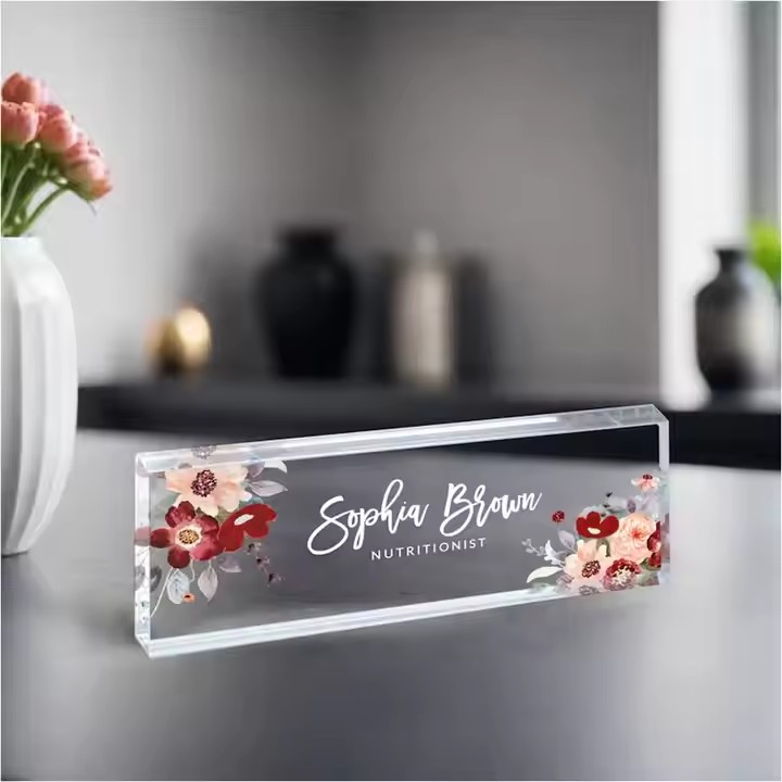 Custom Clear Acrylic Desk Name Plate