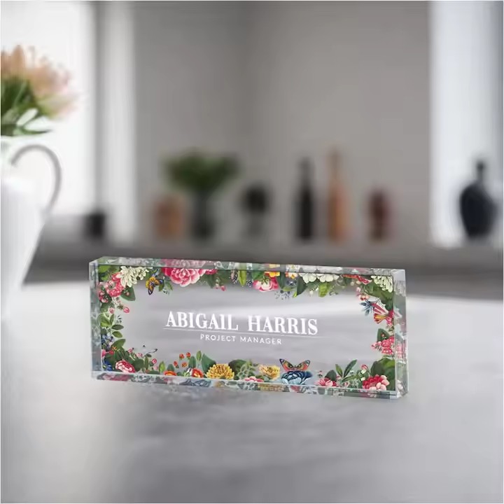 Custom Clear Acrylic Desk Name Plate