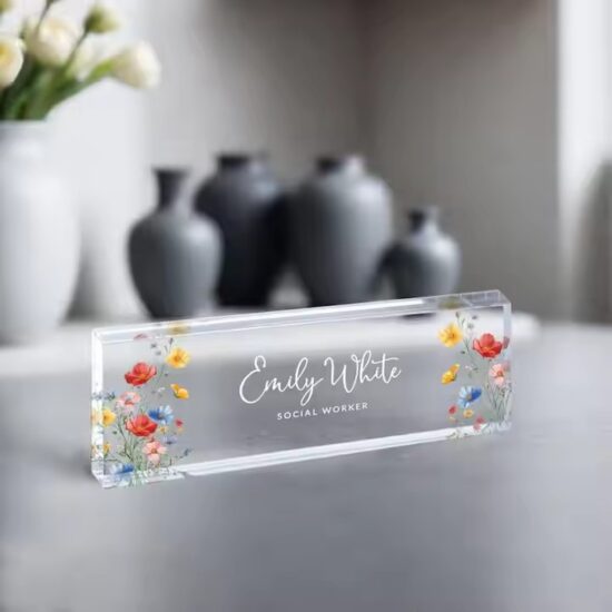 Custom Clear Acrylic Desk Name Plate