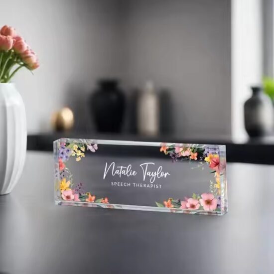 Custom Clear Acrylic Desk Name Plate