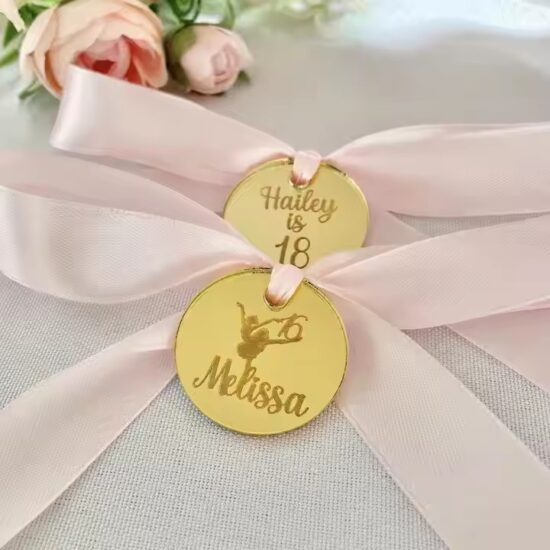 Custom Mirror Acrylic Birthday Tag for Party Decor