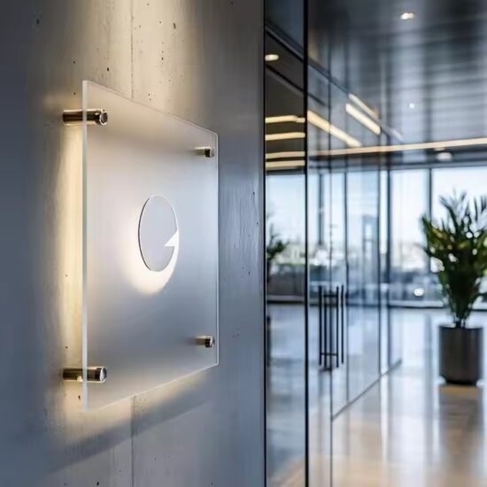 Modern Wall-Mounted LED Acrylic Business Sign with Custom Logo
