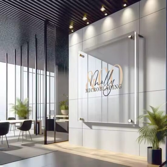 Modern Wall-Mounted LED Acrylic Business Sign with Custom Logo