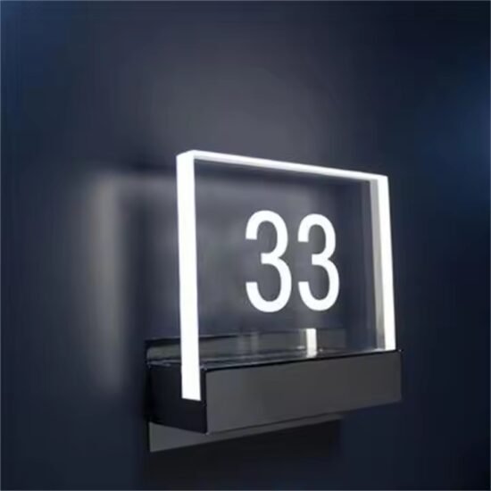Modern 3D LED acrylic door panel with glowing effect