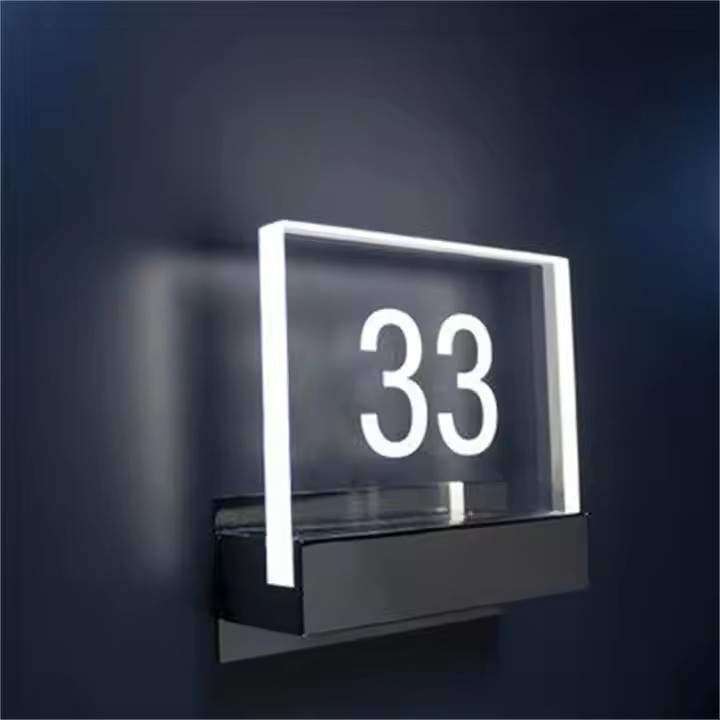 Modern 3D LED acrylic door panel with glowing effect