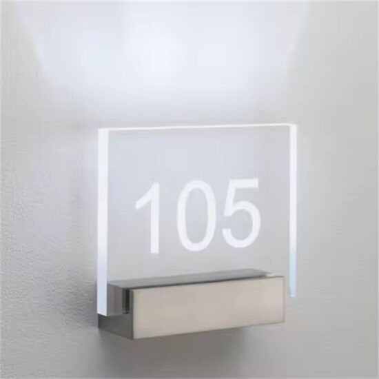 Modern 3D LED acrylic door panel with glowing effect