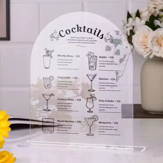 Custom Printed Desktop Acrylic Advertising Sign with Promotional Graphics