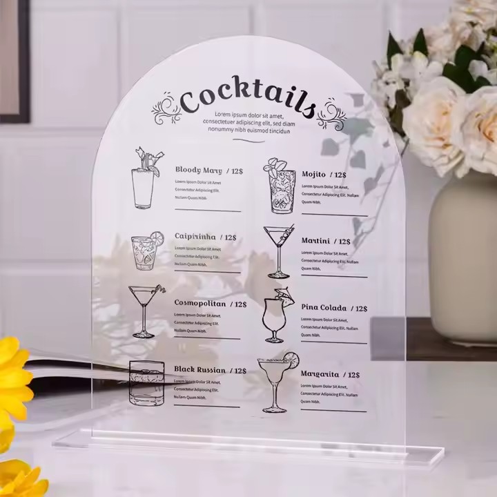 Custom Printed Desktop Acrylic Advertising Sign with Promotional Graphics