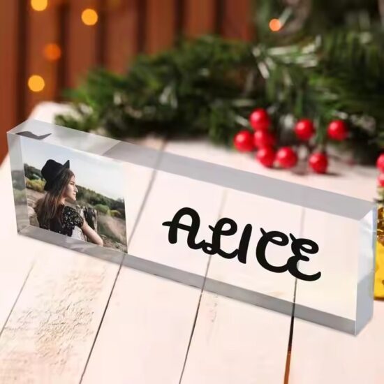 Custom Rectangular Clear Acrylic Desk Name Plate
