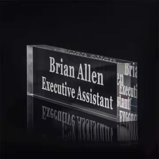Eco-Friendly Clear Acrylic Desk Name Plate with Engraving