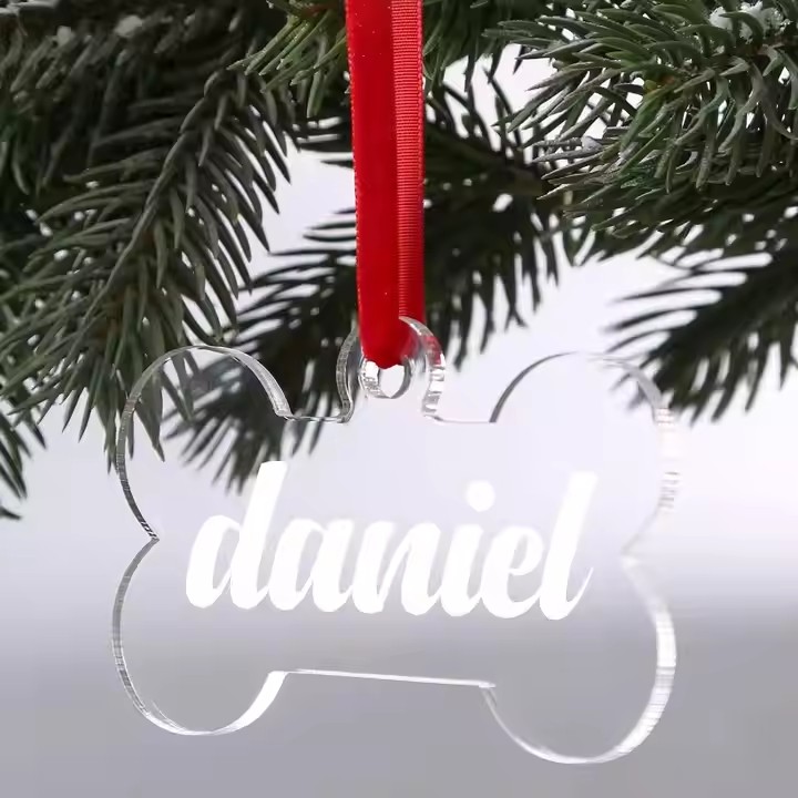 Custom Clear Dog Bone Acrylic Tags