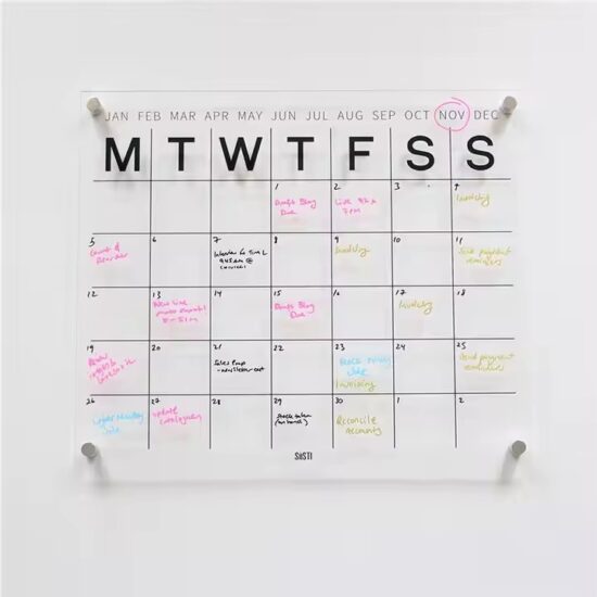 Clear Acrylic Wall Mounted Planner Board Sign