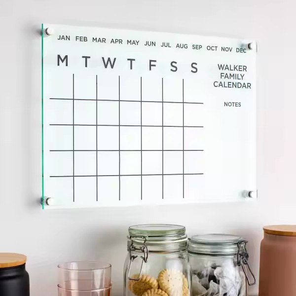 Clear Acrylic Wall Mounted Planner Board Sign