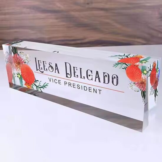 Wholesale Clear Acrylic Standing Desk Name Plate for Office