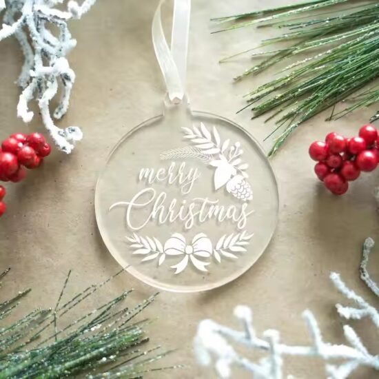 Custom clear round acrylic Christmas ornaments for decoration