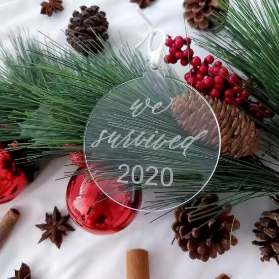 Custom clear round acrylic Christmas ornaments for decoration