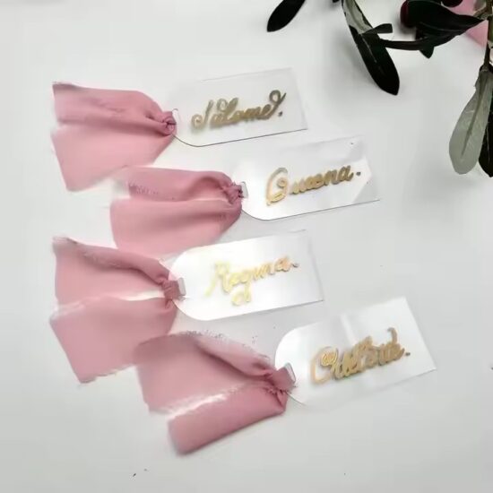 Custom clear rectangular acrylic wedding invitation labels