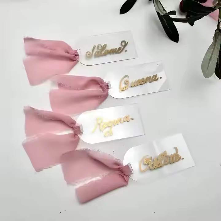 Custom clear rectangular acrylic wedding invitation labels