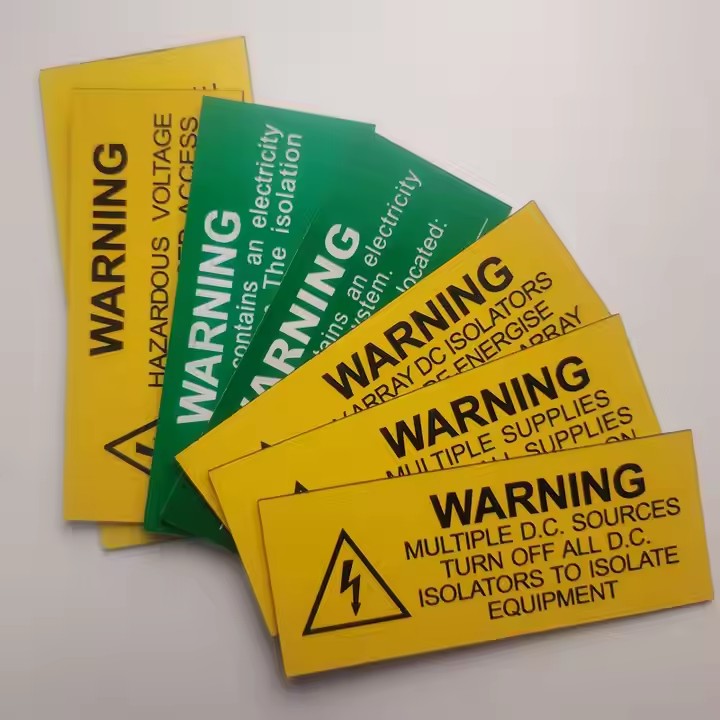 Custom Waterproof Acrylic Solar Warning Labels and Safety Panels