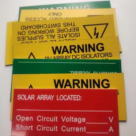 Custom Waterproof Acrylic Solar Warning Labels and Safety Panels