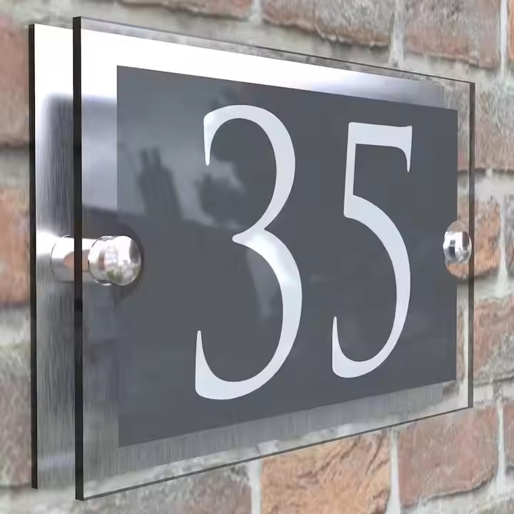 Outdoor Wall-Mounted Acrylic House Number Sign