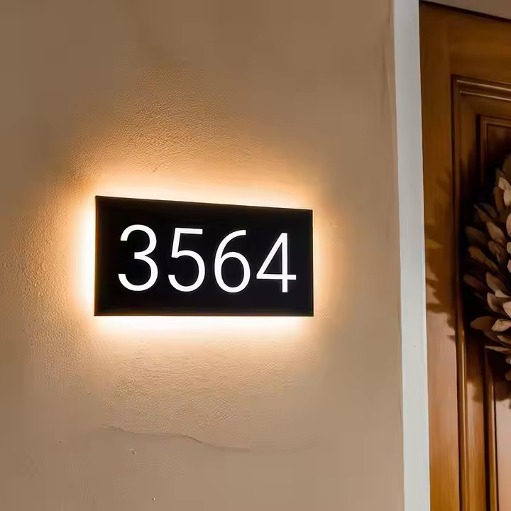 Custom outdoor acrylic address door sign with modern design