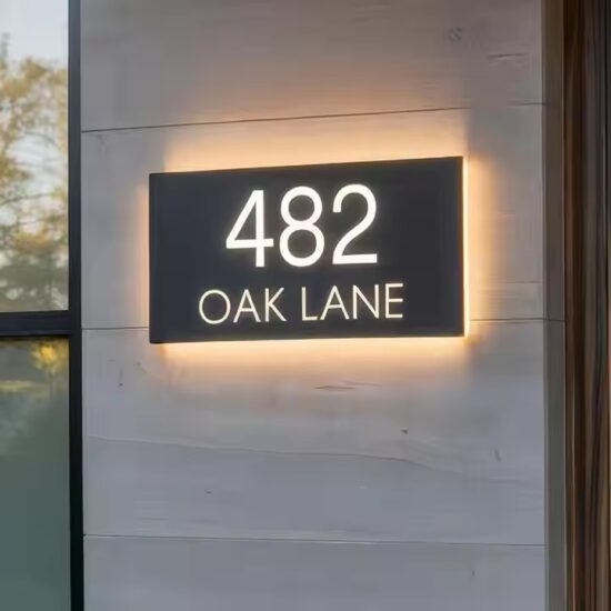 Custom outdoor acrylic address door sign with modern design