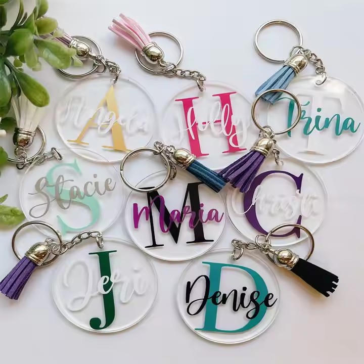 Custom round personalized acrylic name labels wholesale