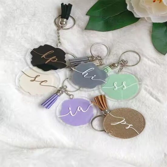 Custom round personalized acrylic name labels wholesale
